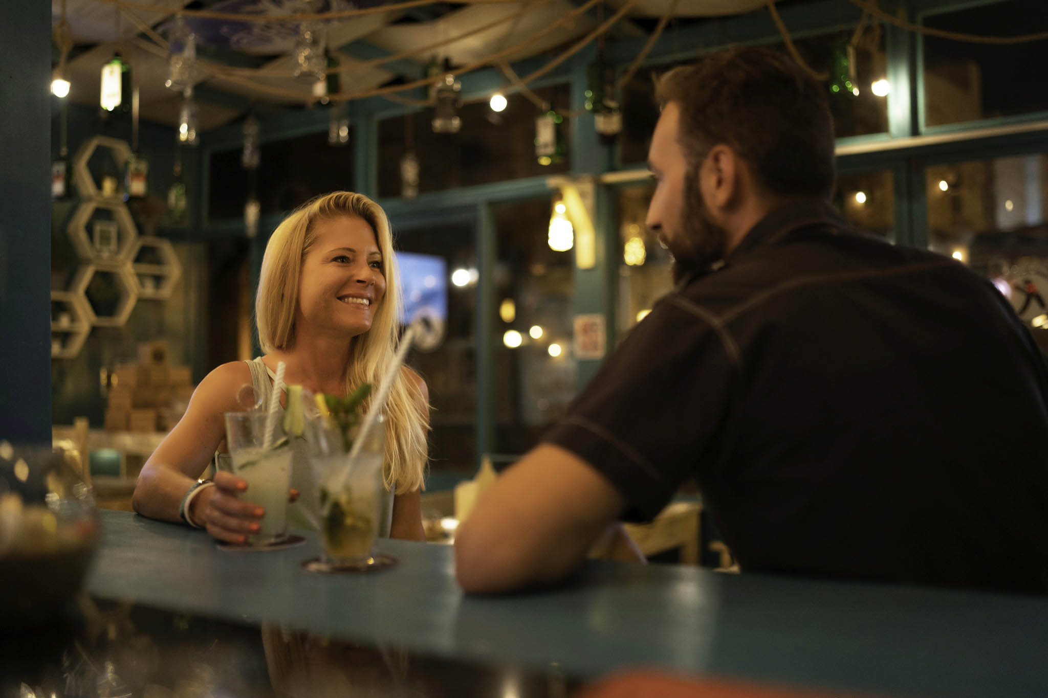 Guests having drinks at the Karibu bar