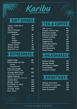 Drinks menu preview