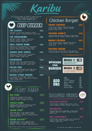Food menu preview